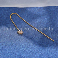 Piercing Palitinho Corrente Aço Cirúrgico Flor 6 Pétalas Zircônia Cravejada