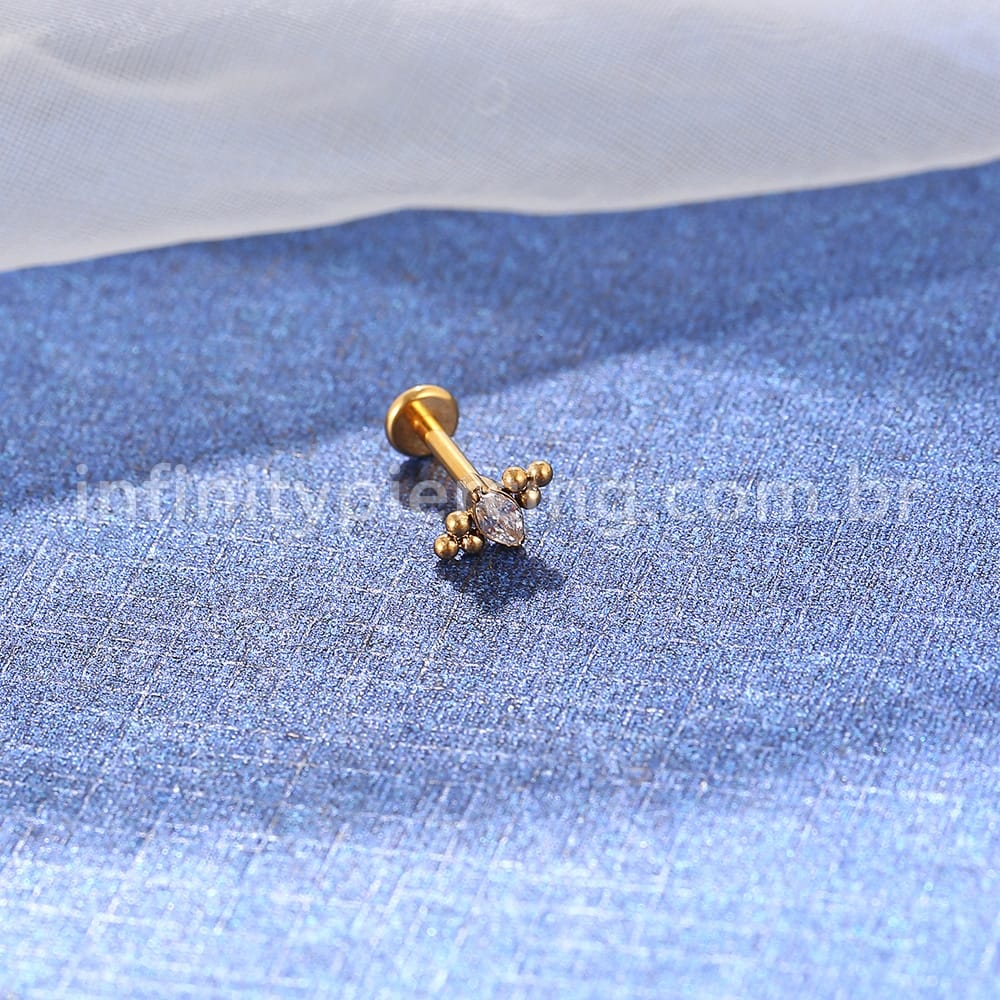 Piercing Labret Titânio Indiano Zircônia