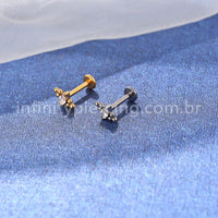 Piercing Labret Titânio Indiano Zircônia