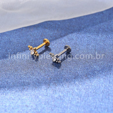 Piercing Labret Titânio Indiano Zircônia