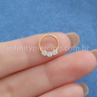 Piercing Argola Aço Cirúrgico Segmento Articulado 3 Zircônias