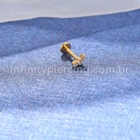 Piercing Labret Titânio Trio Zircônia