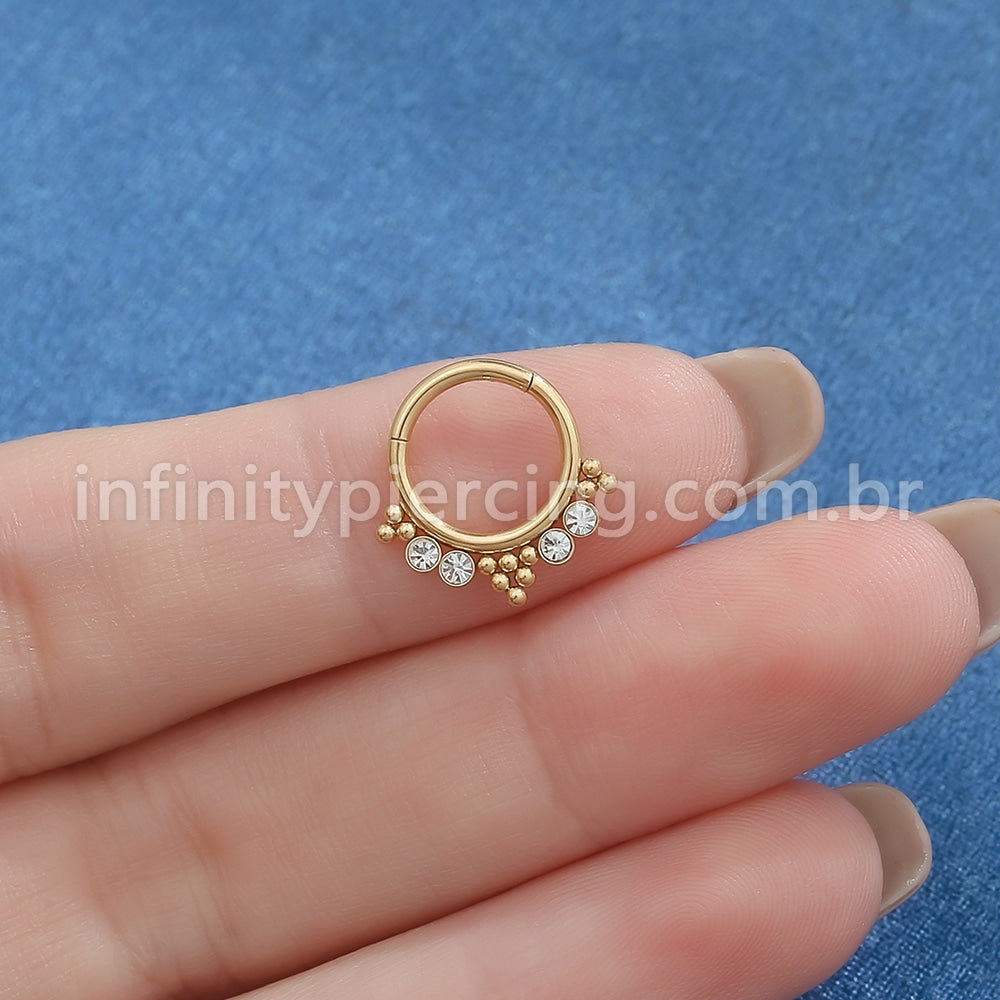 Piercing Argola Aço Cirúrgico Segmento Articulado Indiano Zircônia