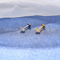 Piercing Labret Titânio Trio Zircônia