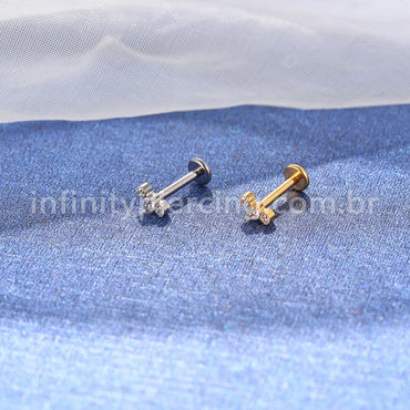 Piercing Labret Titânio Trio Zircônia