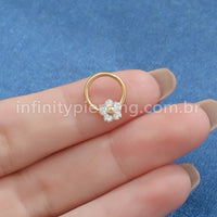 Piercing Argola Aço Cirúrgico Segmento Articulado Flor Zircônia Cravejada
