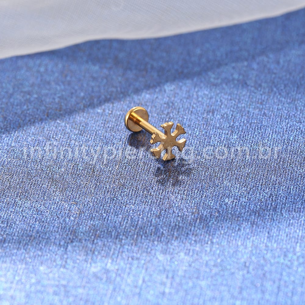 Piercing Labret Titânio Floco De Neve
