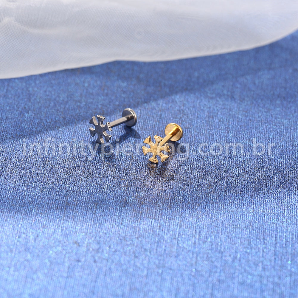 Piercing Labret Titânio Floco De Neve