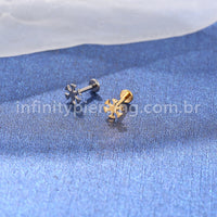 Piercing Labret Titânio Floco De Neve