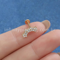 Piercing Labret Aço Cirúrgico 4 Mini Flores Zircônia