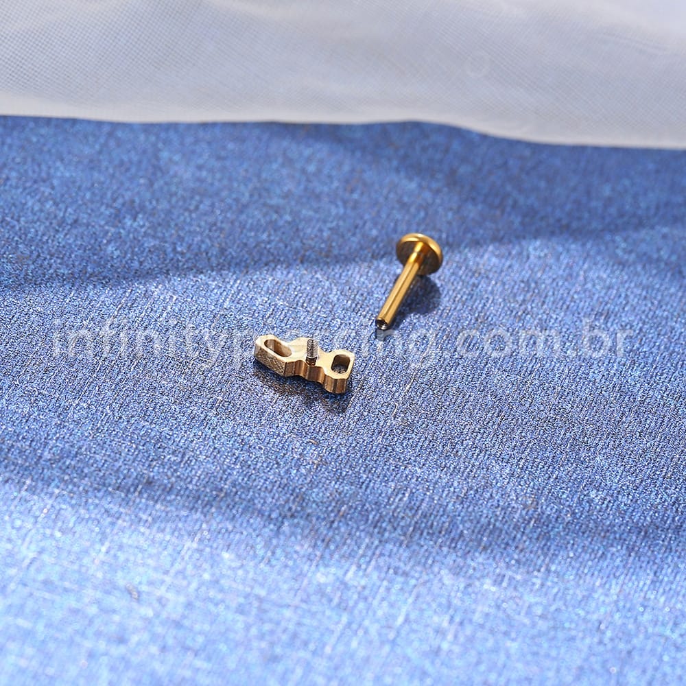 Piercing Labret Titânio 4 Retângulos Zircônia