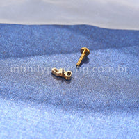 Piercing Labret Titânio 4 Retângulos Zircônia