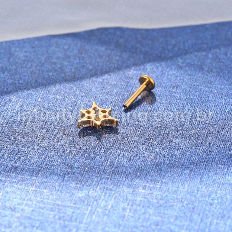 Piercing Labret Titânio Flor Zircônia Cravejada