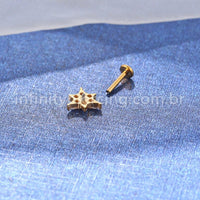 Piercing Labret Titânio Flor Zircônia Cravejada