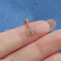 Piercing Labret Aço Cirúrgico Flor Zircônia