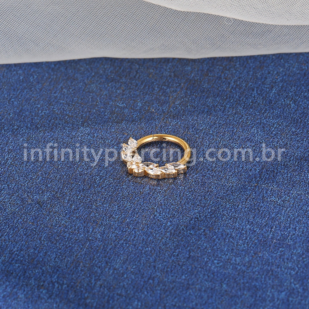 Piercing Argola Aço Cirúrgico Borboleta Zircônia Cravejada
