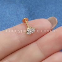 Piercing Labret Aço Cirúrgico Flor Zircônia