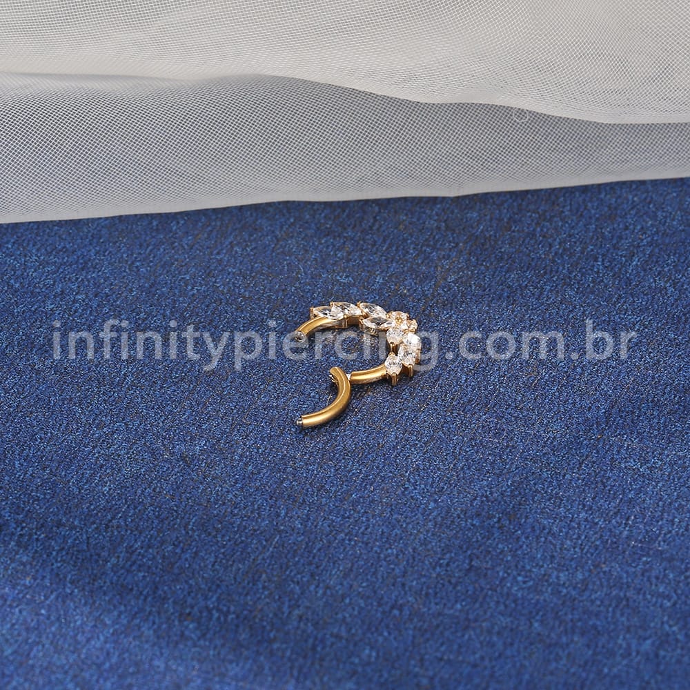 Piercing Argola Aço Cirúrgico Borboleta Zircônia Cravejada