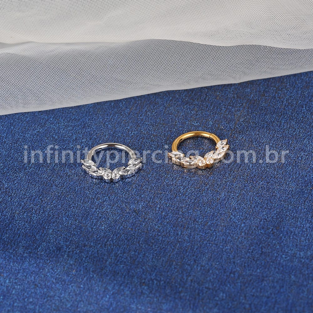 Piercing Argola Aço Cirúrgico Borboleta Zircônia Cravejada