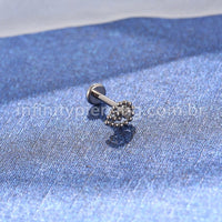 Piercing Labret Titânio Indiano Gota 1 Zircônia Detalhe