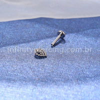 Piercing Labret Titânio Indiano Gota 1 Zircônia Detalhe