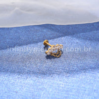 Piercing Labret Titânio Cluster Corrente 5 Zircônias