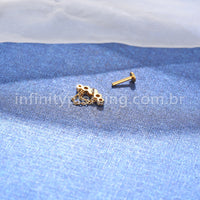 Piercing Labret Titânio Cluster Corrente 5 Zircônias