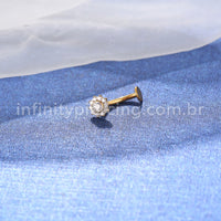 Piercing Banana Floating Titânio Flor Zircônia