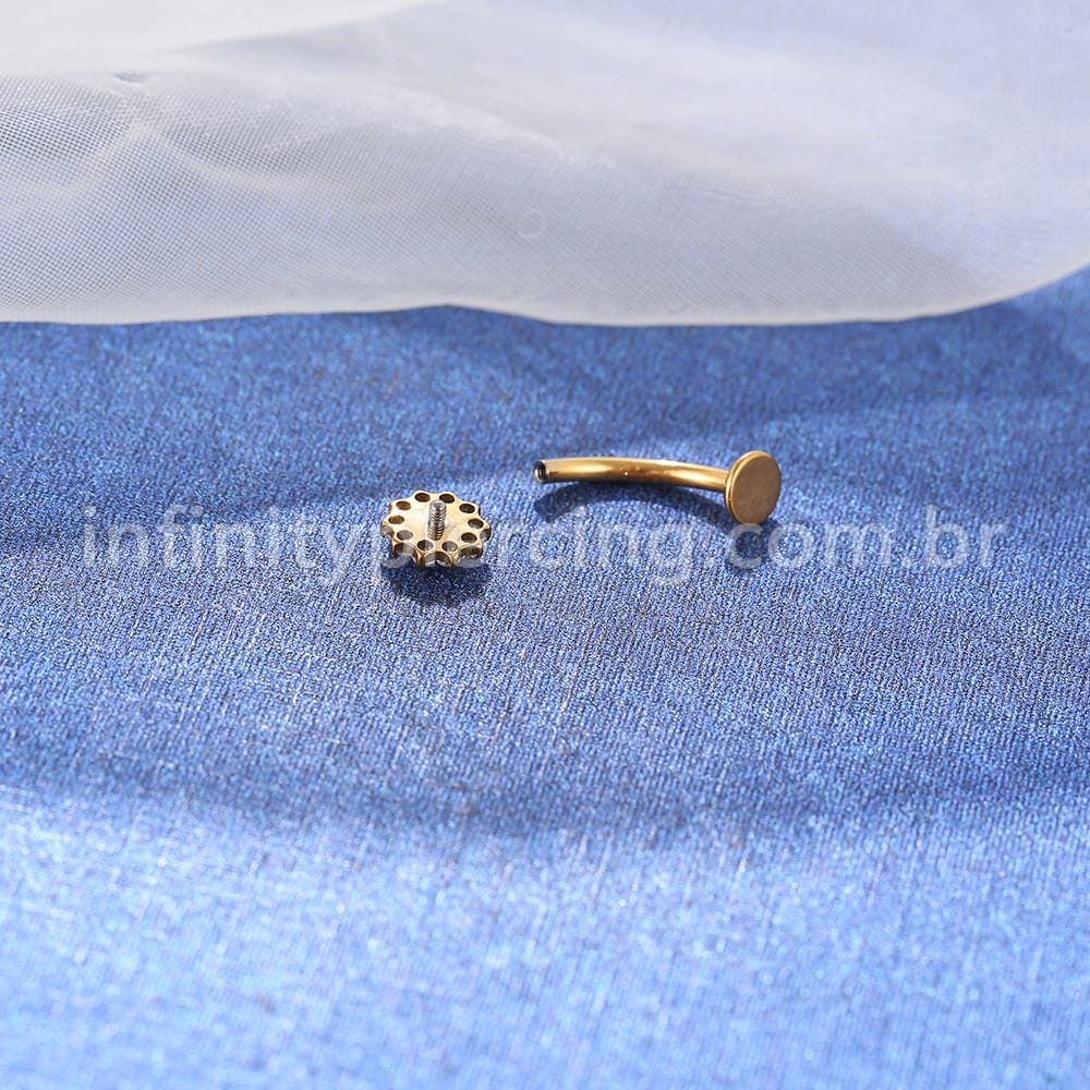 Piercing Banana Floating Titânio Flor Zircônia