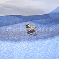 Piercing Labret Titânio Cluster Corrente 4 Zircônias
