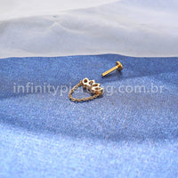 Piercing Labret Titânio Cluster Corrente 4 Zircônias