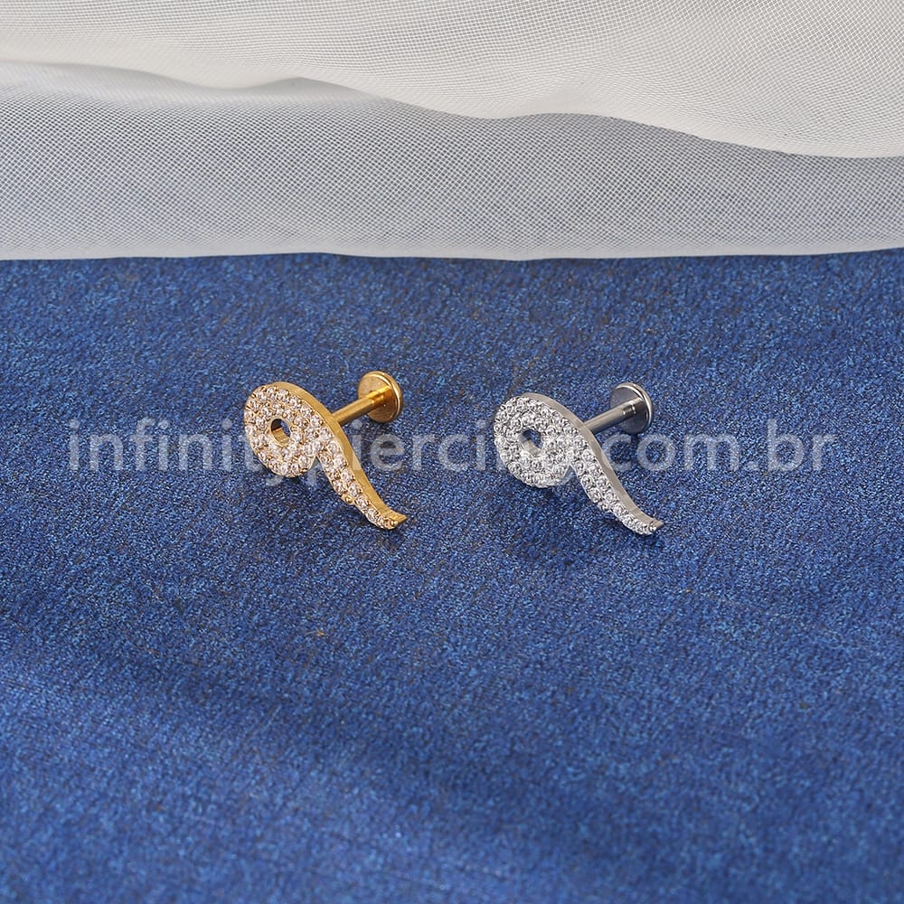 Piercing Labret Aço Cirúrgico Com Zircônia Cravejada