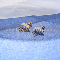 Piercing Labret Titânio Cluster Correntaria 5 Zircônias