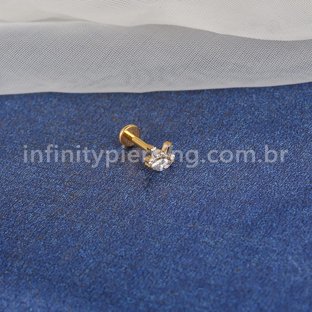 Piercing Labret Aço Cirúrgico Com Zircônia