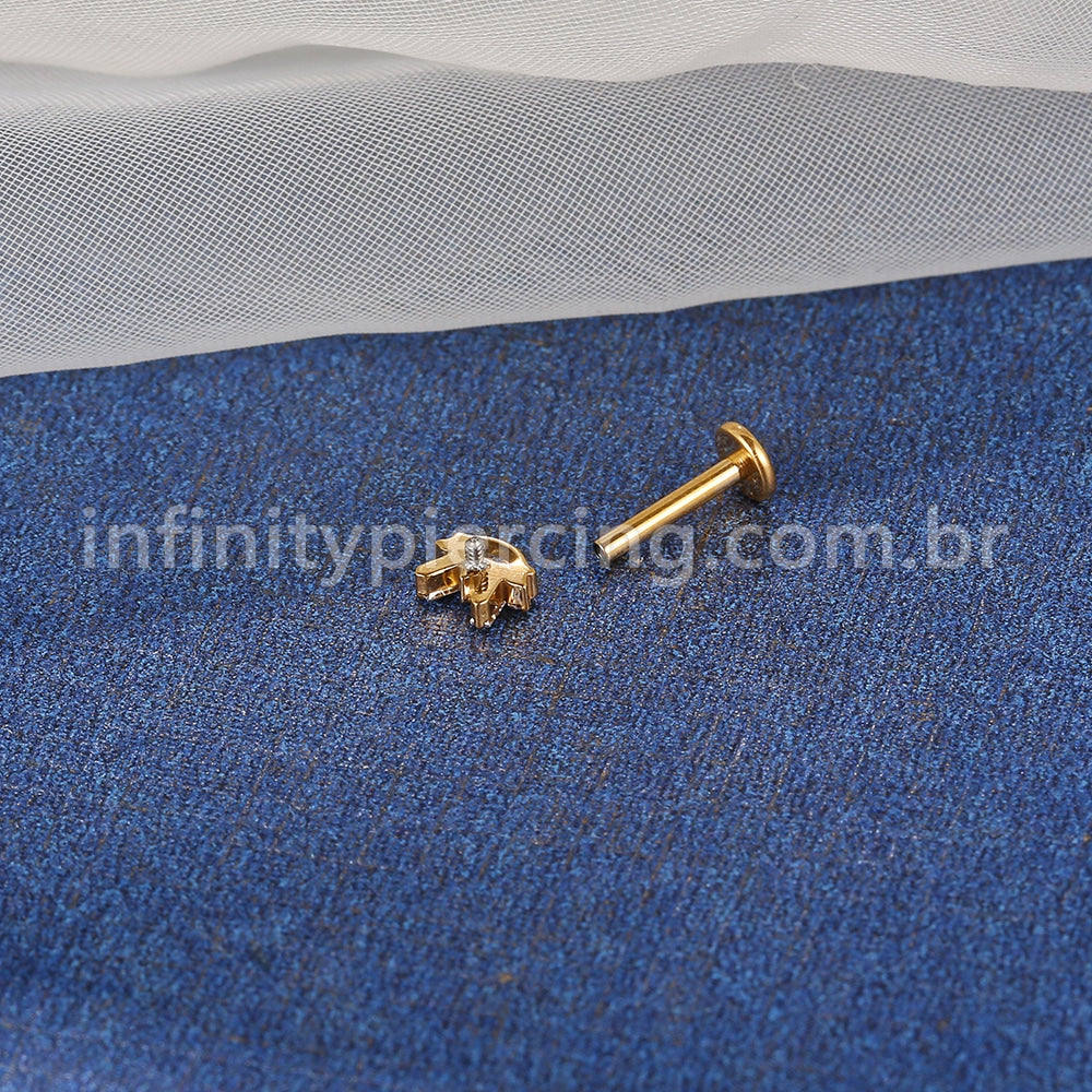 Piercing Labret Aço Cirúrgico Com Zircônia