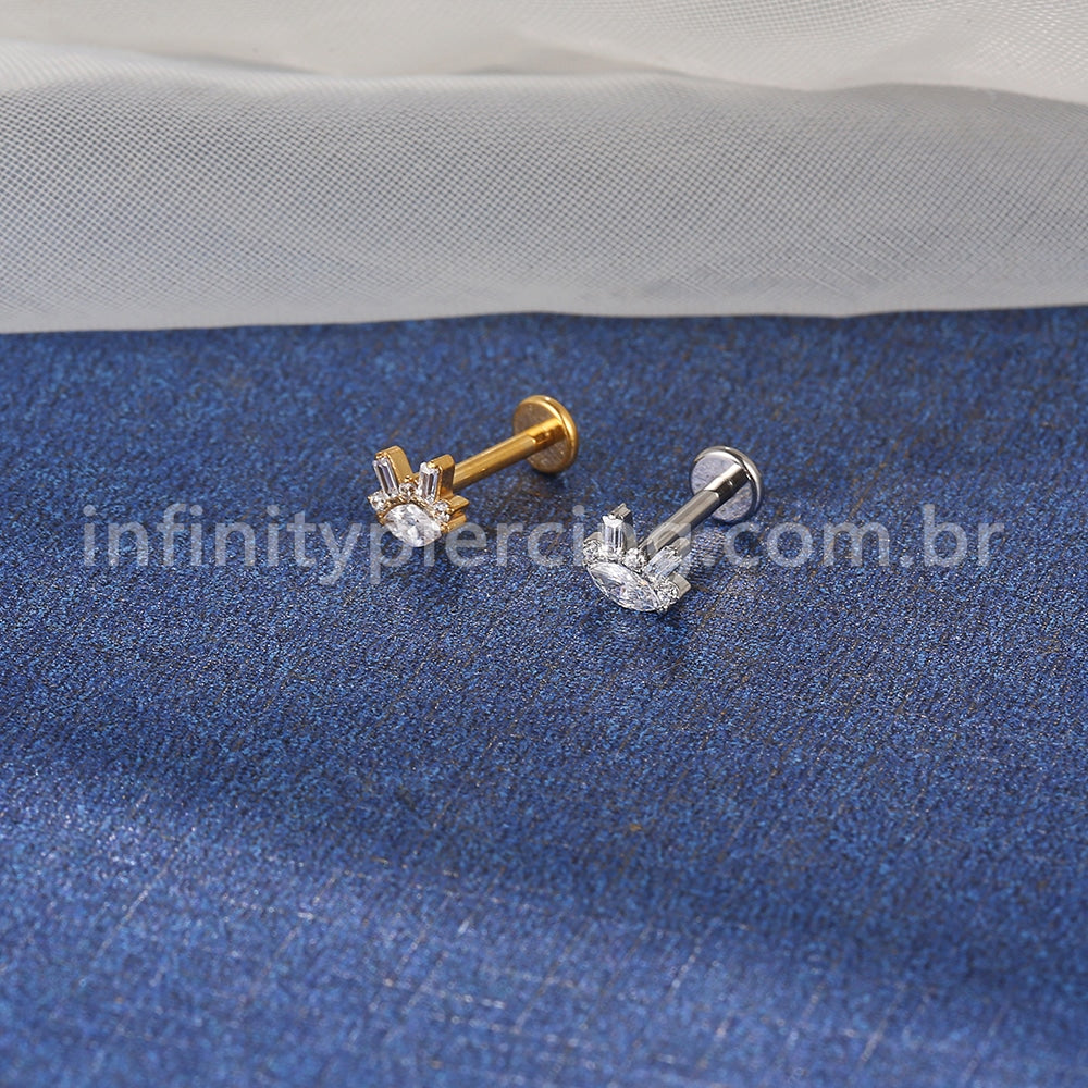 Piercing Labret Aço Cirúrgico Com Zircônia