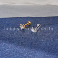 Piercing Labret Aço Cirúrgico Com Zircônia