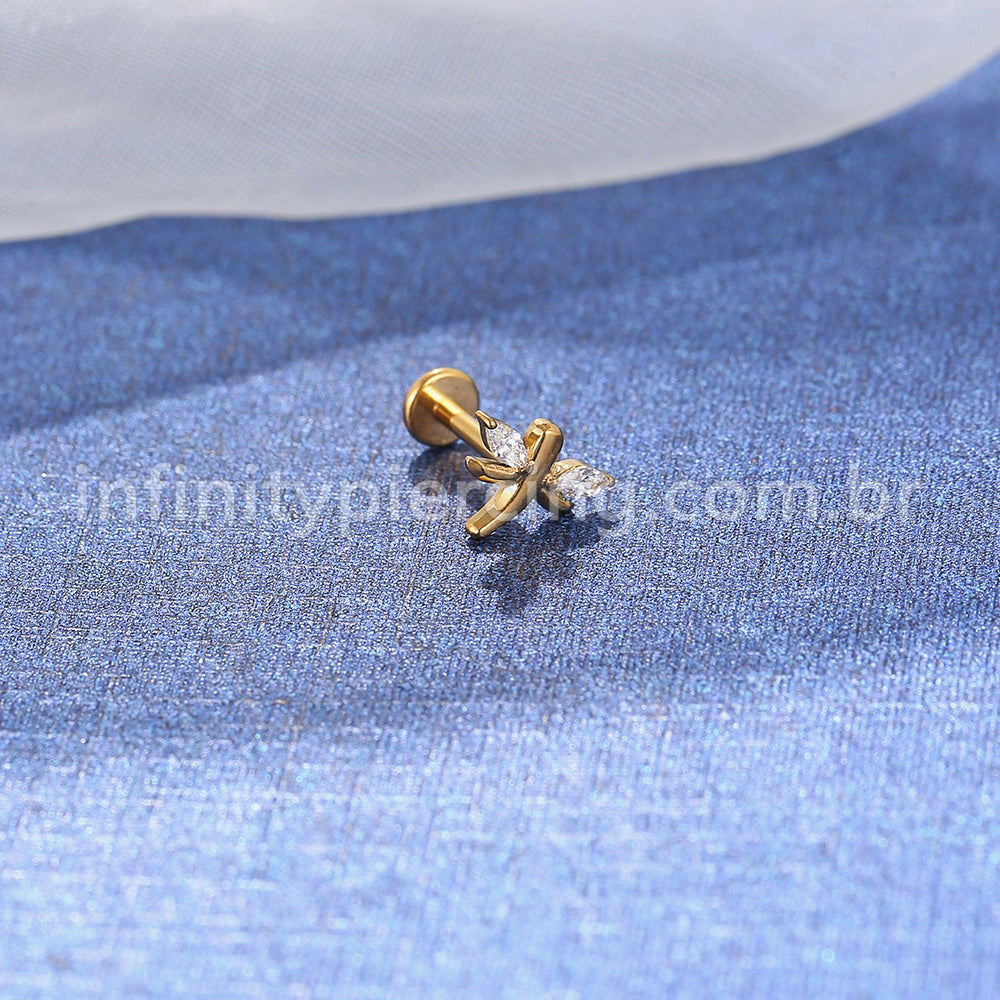 Piercing Labret Titânio Libélula Zircônia