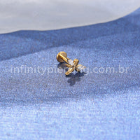 Piercing Labret Titânio Libélula Zircônia