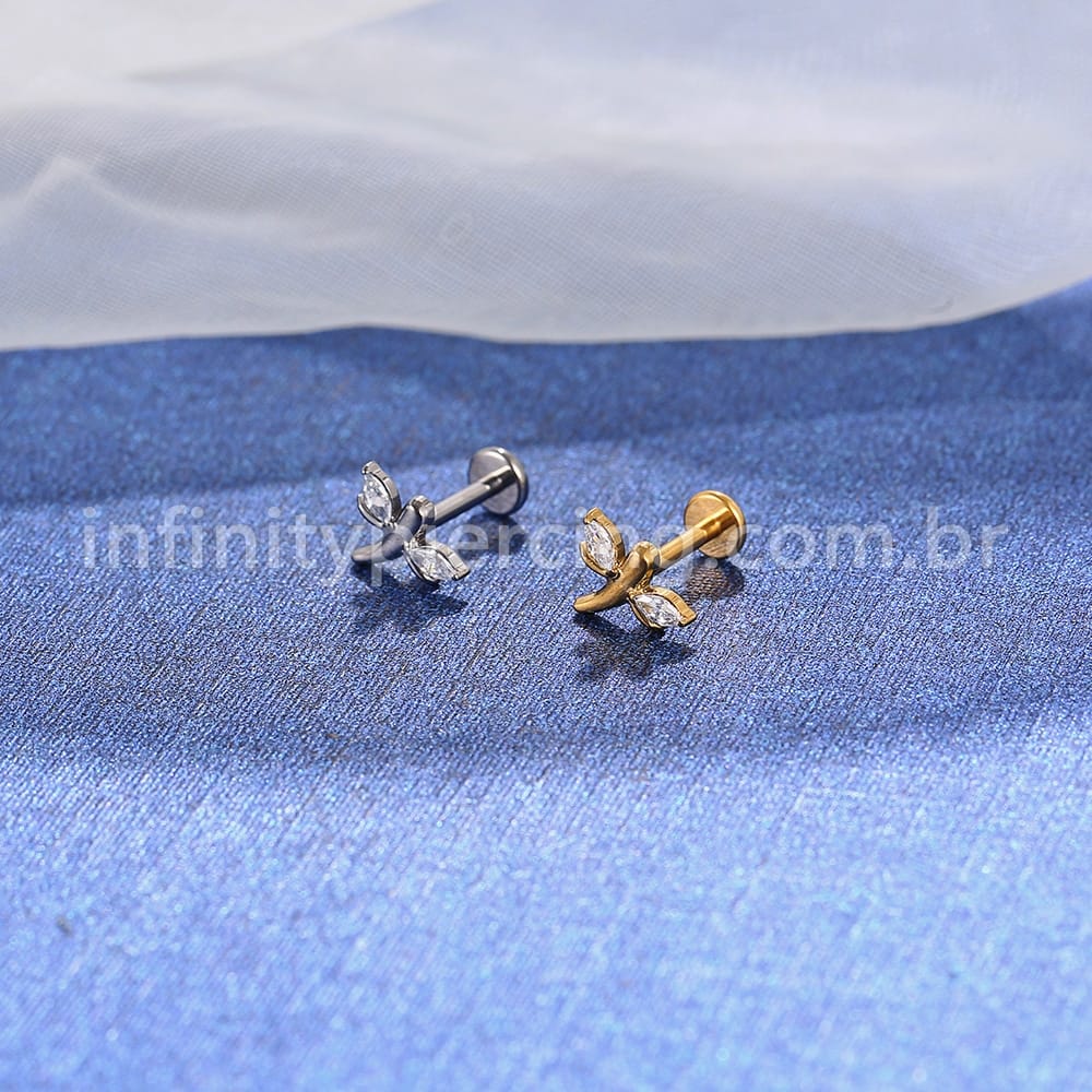 Piercing Labret Titânio Libélula Zircônia