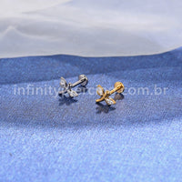 Piercing Labret Titânio Libélula Zircônia