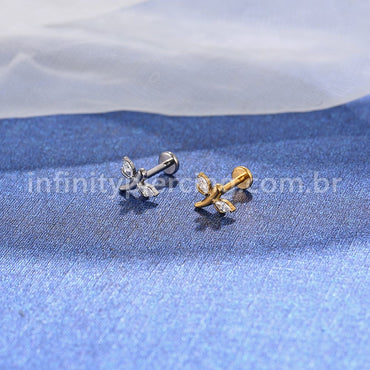 Piercing Labret Titânio Libélula Zircônia