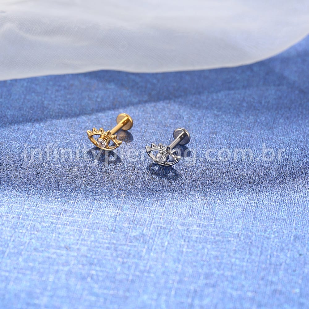 Piercing Labret Titânio Olho Zircônia