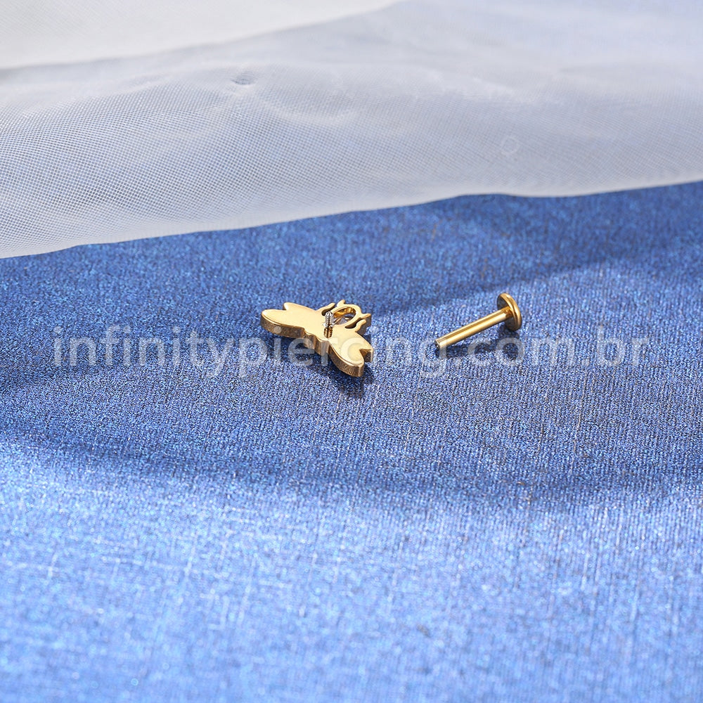 Piercing Labret Titânio Abelha Zircônia Cravejada