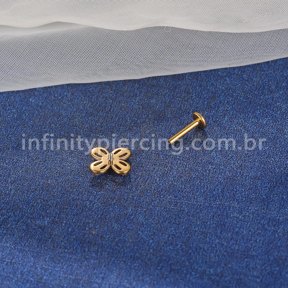 Piercing Labret Aço Cirúrgico Flor 4 Pontas