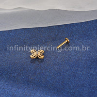 Piercing Labret Aço Cirúrgico Flor 4 Pontas