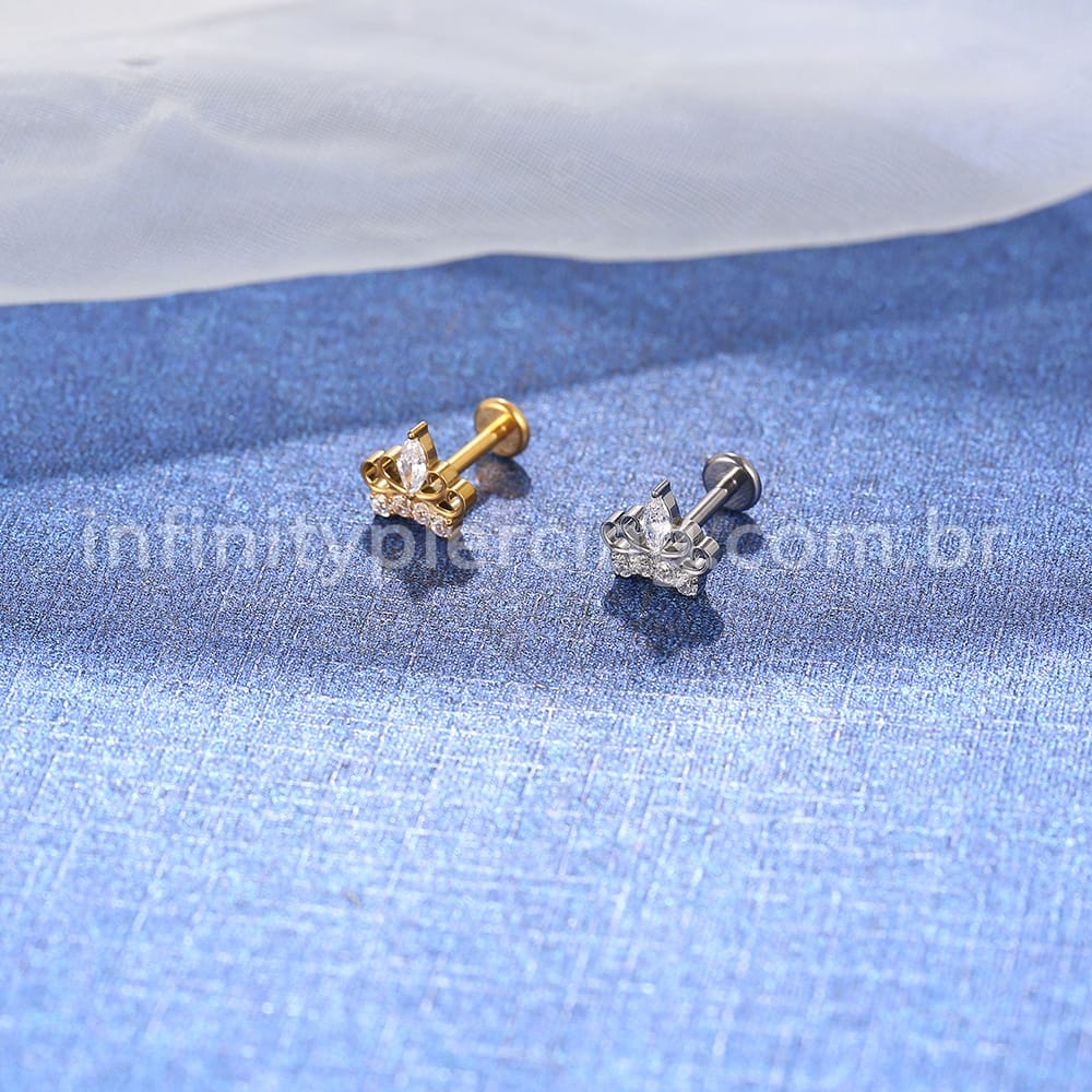 Piercing Labret Titânio Coroa Zircônia