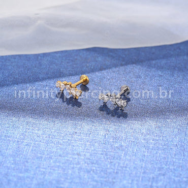 Piercing Labret Titânio Cluster Mini Peixes Zircônia