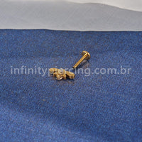Piercing Labret Aço Cirúrgico Abelha Zircônia