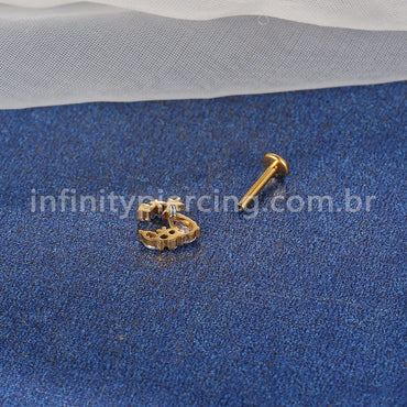 Piercing Labret Aço Cirúrgico Estrelas Com Zircônia